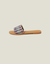 Leather Woven Sliders, BRIGHTS MULTI, large