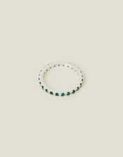Sterling Silver Stone Ring, Green (GREEN), large