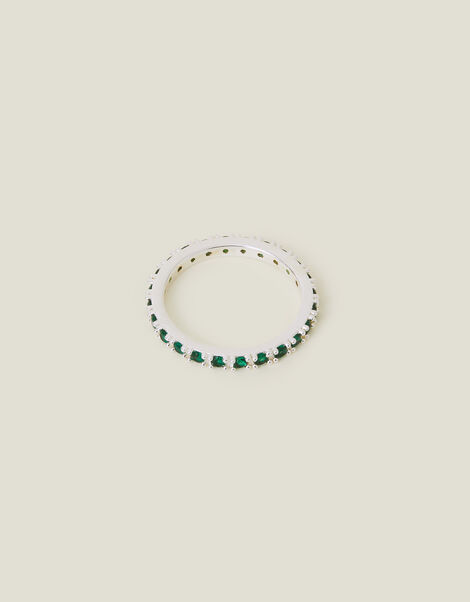 Sterling Silver Stone Ring, Green (GREEN), large