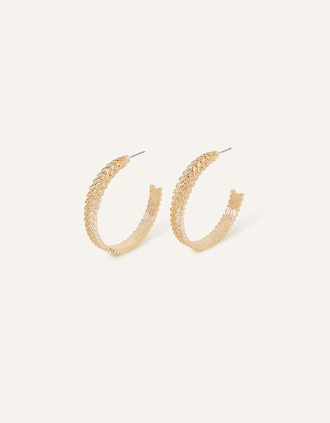 Textured Large Hoops, , large