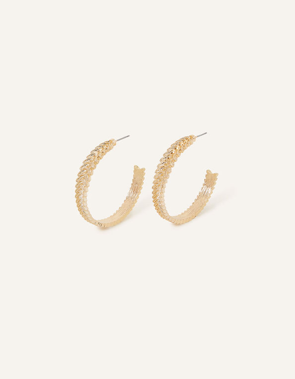 Textured Large Hoops, , large