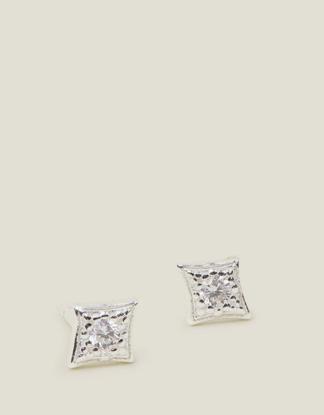 Sterling Silver Diamond-Shape Studs, , large