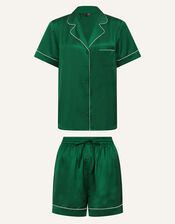 Satin Short Pyjama Set, Green (GREEN), large