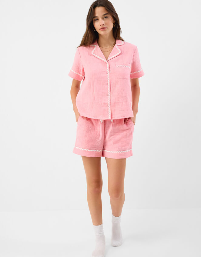 Crinkle Cotton Short Pyjamas Set, Pink (PINK), large