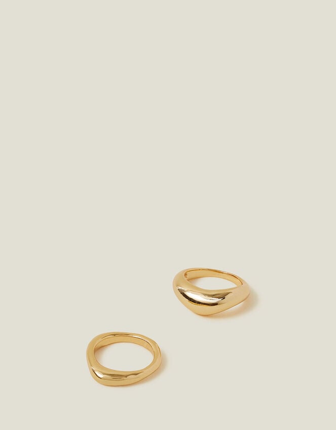 2-Pack 14ct Gold-Plated Irregular Rings, Gold (GOLD), large