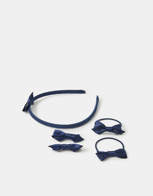 Girls Satin Bow School Hair Set, , large