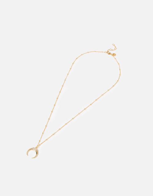 Gold-Plated Horn Pendant Necklace, , large