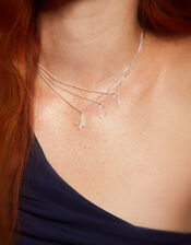 Sterling Silver-Plated Initial Pendant Necklace, White (ST CRYSTAL), large