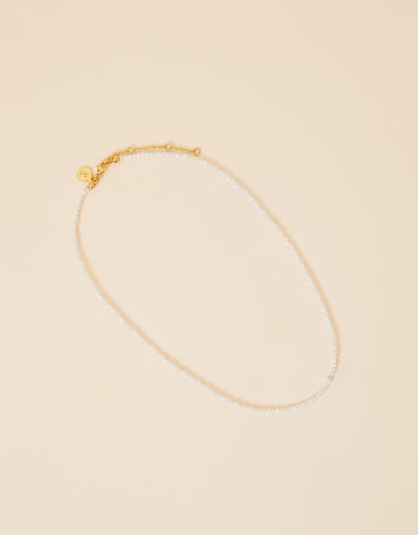 14ct Gold Plated Rainbow Moonstone Beaded Necklace, , large