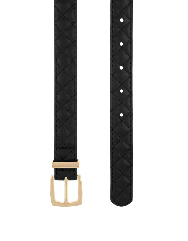 Quilted Jeans Belt, Black (BLACK), large