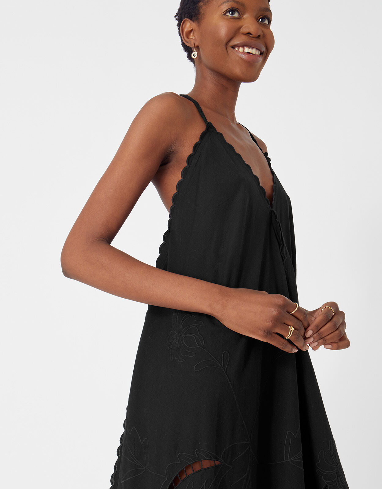 Cutwork Hanky Hem Dress Black | Beach 