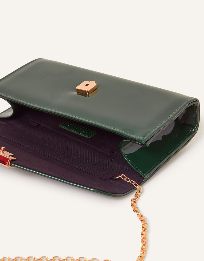 Patent Clutch Bag, Green (GREEN), large