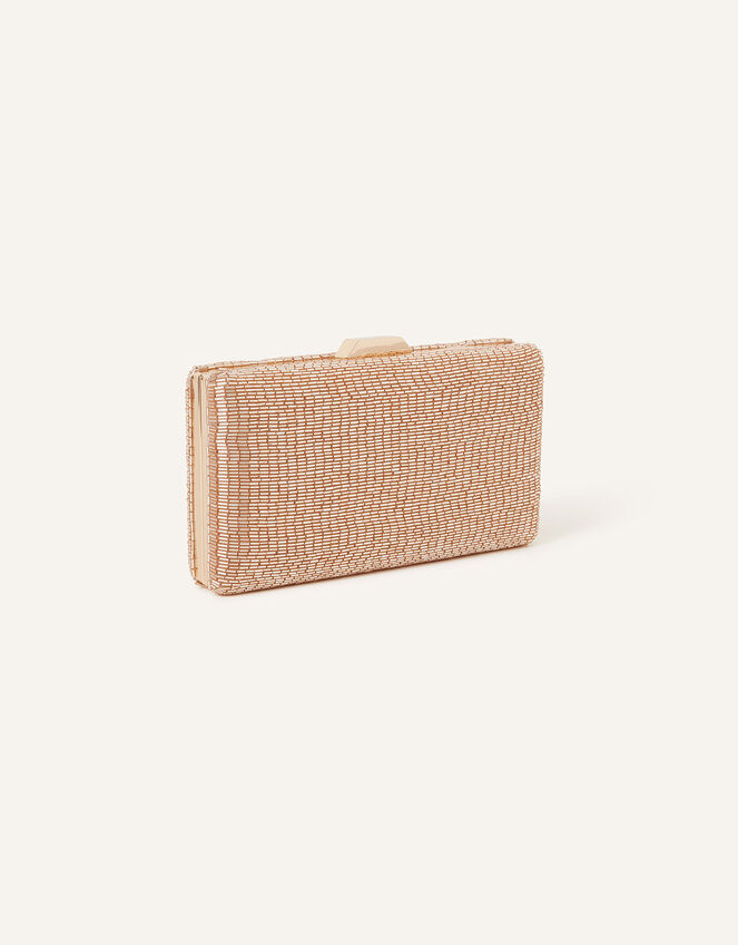 Beaded Hardcase Clutch Bag, Nude (NUDE), large