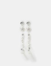 4-Pack Sterling Silver-Plated Shell Stud & Hoop Earrings, , large