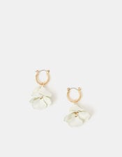 Flower Drop Hoop Earrings, , large