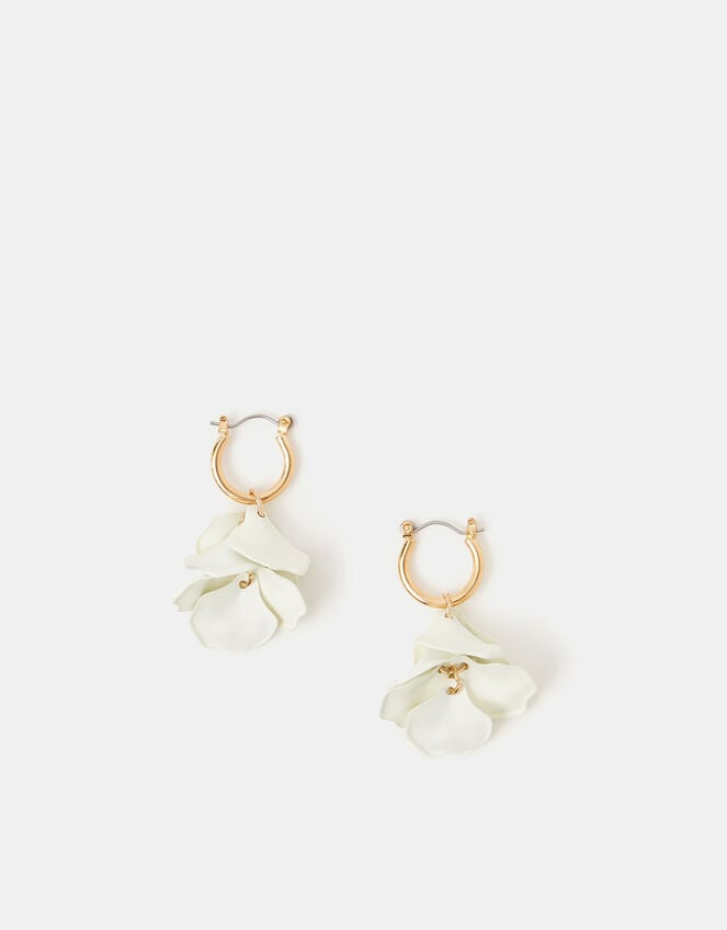 Flower Drop Hoop Earrings, , large