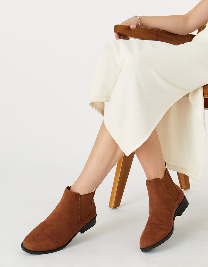 Suedette Chelsea Boots, Brown (BROWN), large