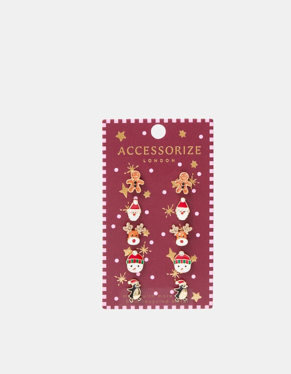5-Pack Christmas Friends Stud Earrings, , large