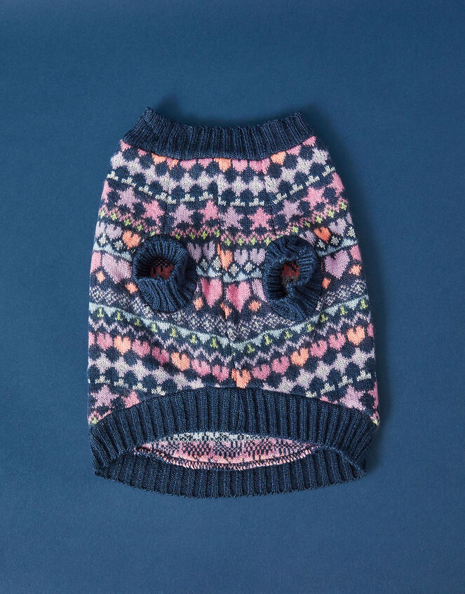 Heart and Star Fair Isle Dog Jumper, Multi (BRIGHTS-MULTI), large