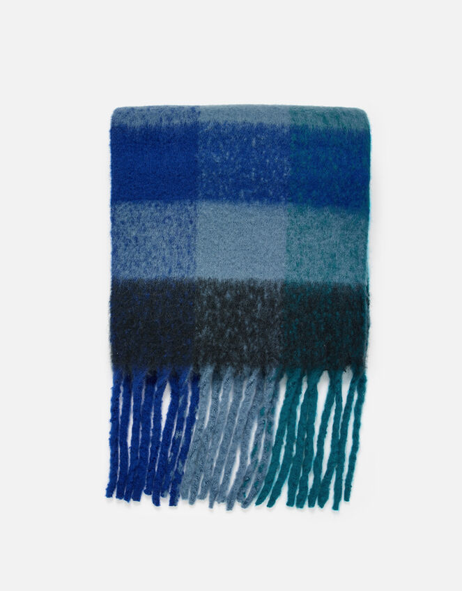 Marina Fluffy Check Scarf, , large