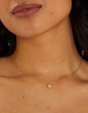 14ct Gold-Plated Birthstone Flower Pendant Necklace, Gold (GOLD), large