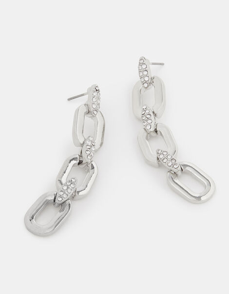 Diamanté Chain Link Drop Earrings, , large