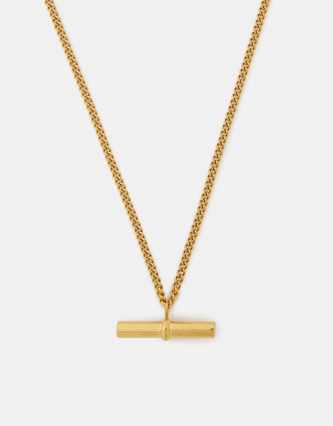 Stainless Steel T-Bar Pendant Necklace, , large