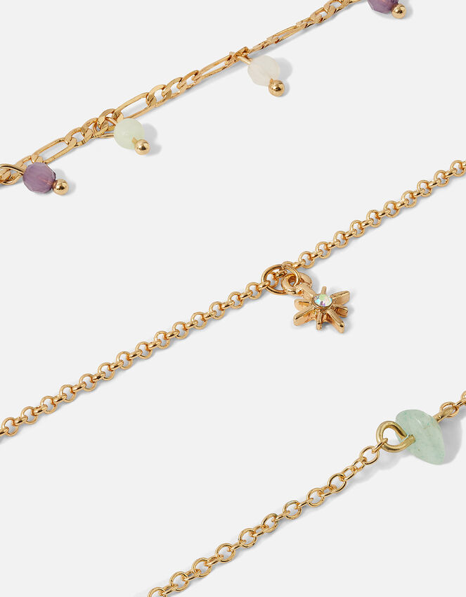 Stone and Star Anklet Set of Three, , large