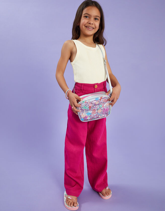 Girls Beach Print Confetti Cross-Body Bag, , large