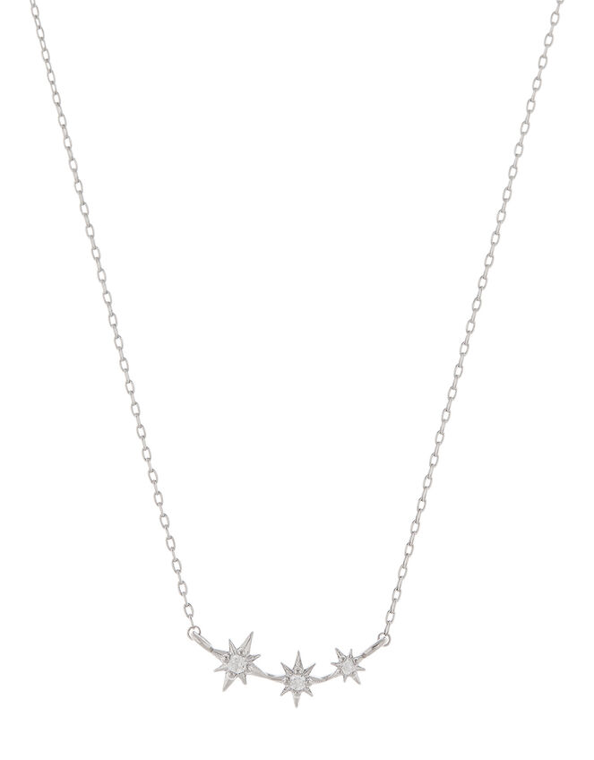 Platinum-Plated Crystal Star Necklace, , large