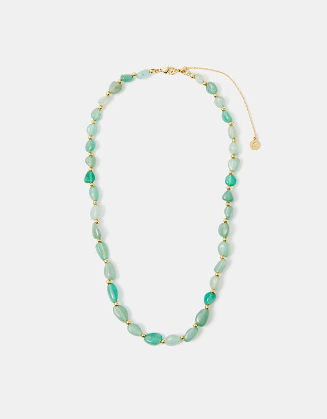 14ct Gold-Plated Aventurine Stone Necklace, , large