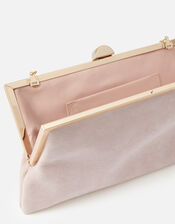 Suedette Clipframe Clutch Bag, Nude (NUDE), large