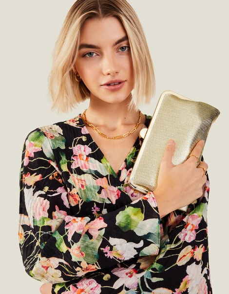 Metallic Clutch Bag, Gold (GOLD), large