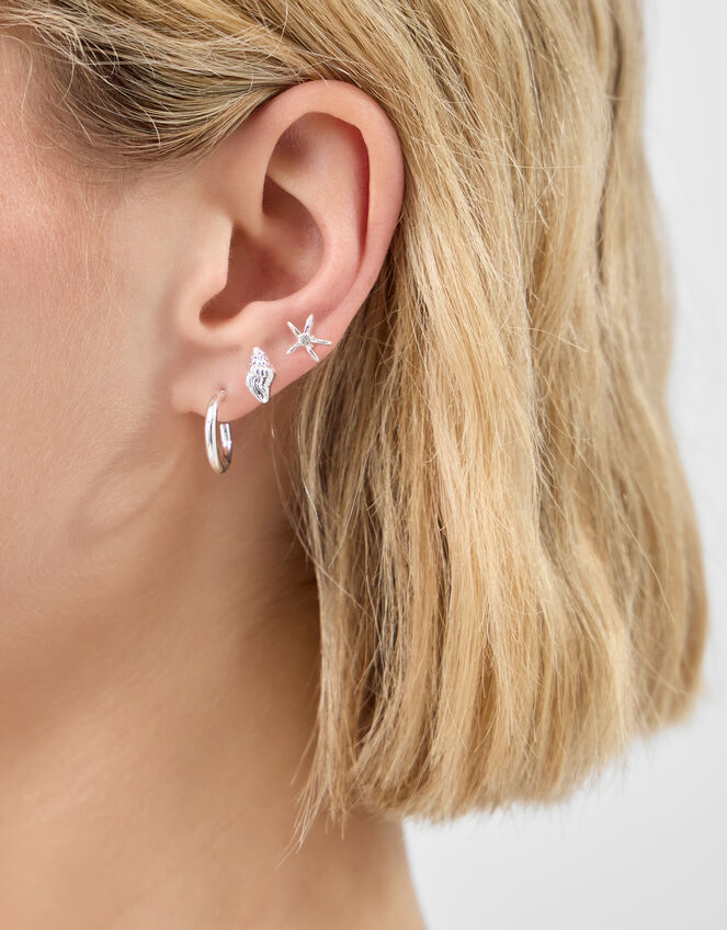 10-Pack Sun Shell Stud & Hoop Earrings, , large