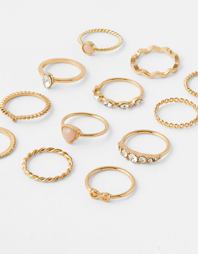 Stone and Sparkle Ring Multipack, Gold (GOLD), large