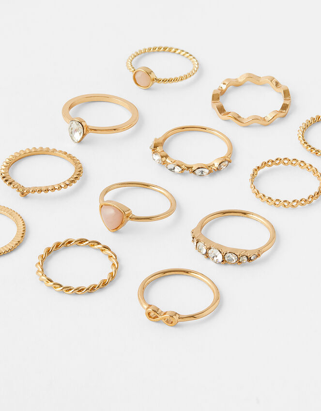 Stone and Sparkle Ring Multipack Gold  Stacked rings  Accessorize Global