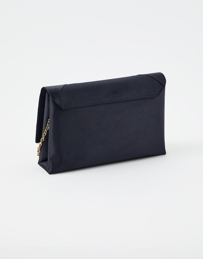 Satin Clutch Bag, Blue (NAVY), large