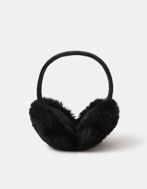 Faux Fur Earmuffs, Black (BLACK), large
