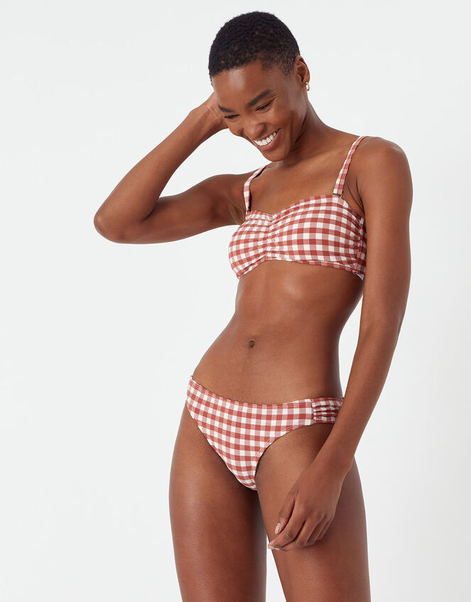 Gingham Bikini Briefs, Orange (RUST), large