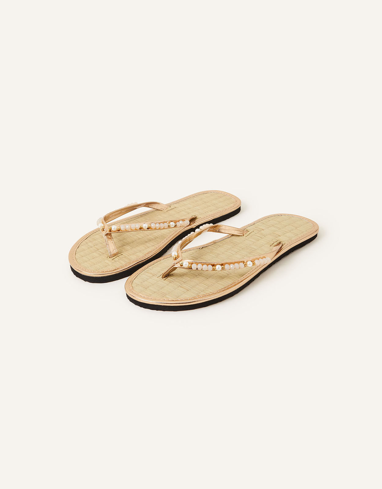 Twisted Seagrass Flip Flops Gold Flip flops Accessorize ROI