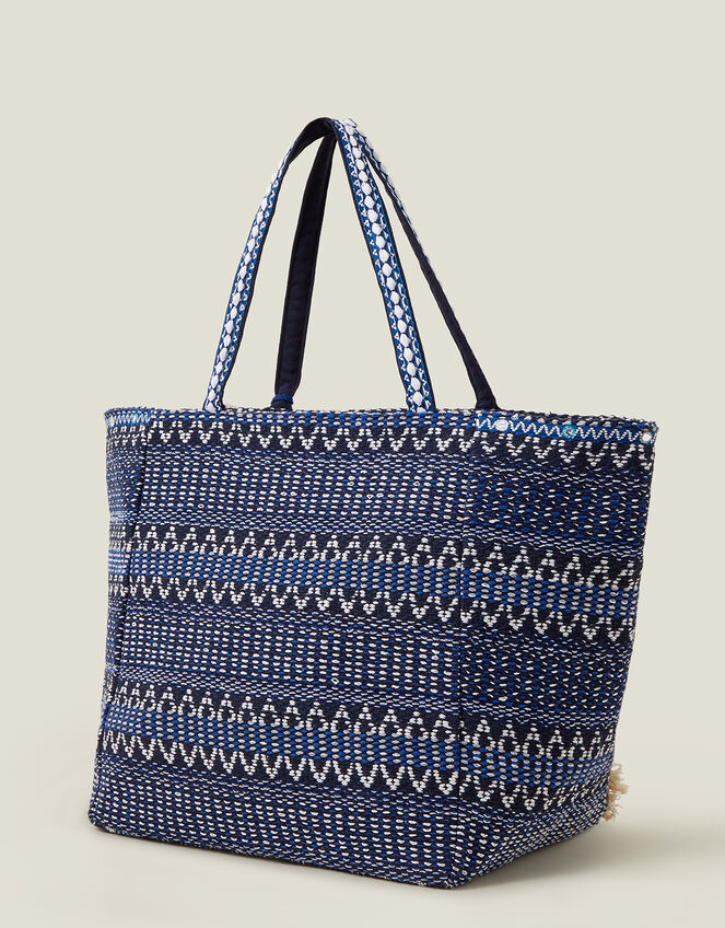 Embroidered Tassel Tote Bag, , large