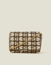 Woven Embellished Clutch Bag Cream, , large