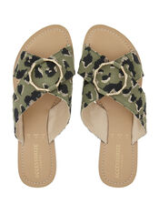 Amy Animal Crossover Sliders, Green (KHAKI), large