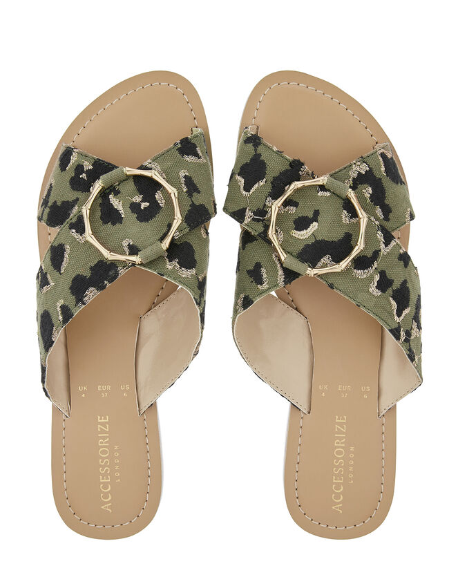 Amy Animal Crossover Sliders, Green (KHAKI), large