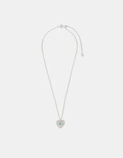 Sterling Silver-Plated Evil Eye Heart Pendant Necklace, , large