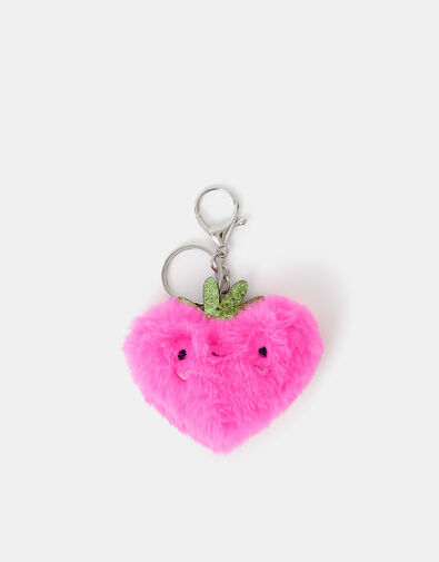 Girls Faux Fur Strawberry Bag Charm, , large