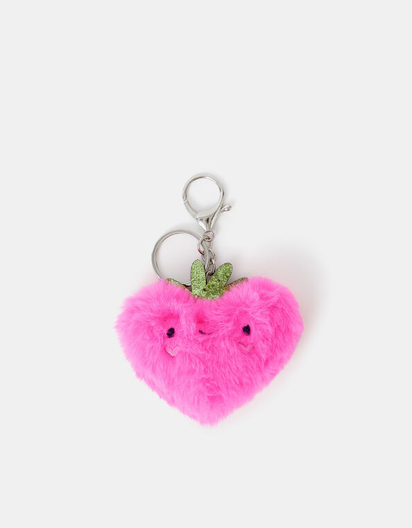Girls Faux Fur Strawberry Bag Charm, , large