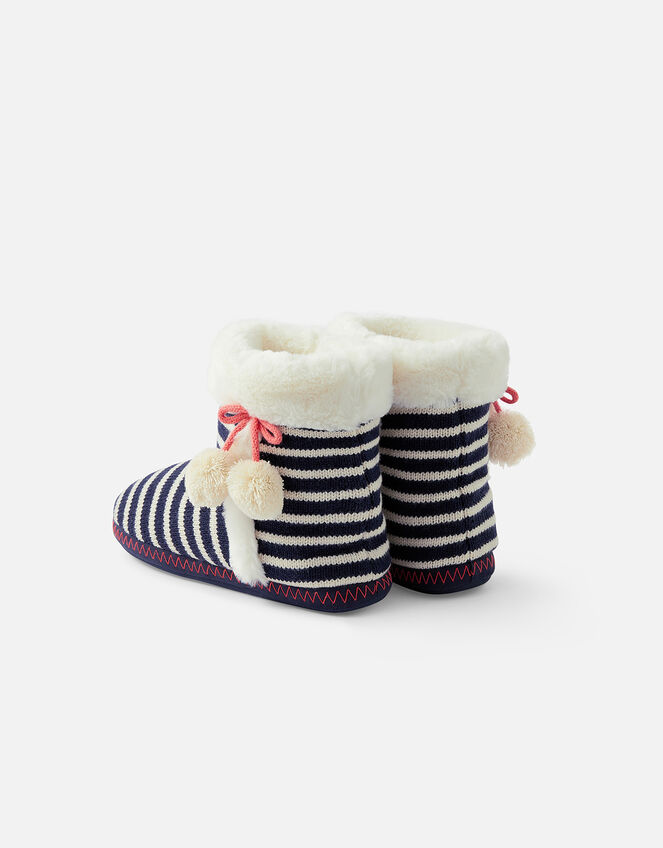 Nautical Knit Slipper Boots, Blue (NAVY), large