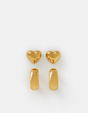 2-Pack Stainless Steel Heart Stud & Hoop Earrings, , large