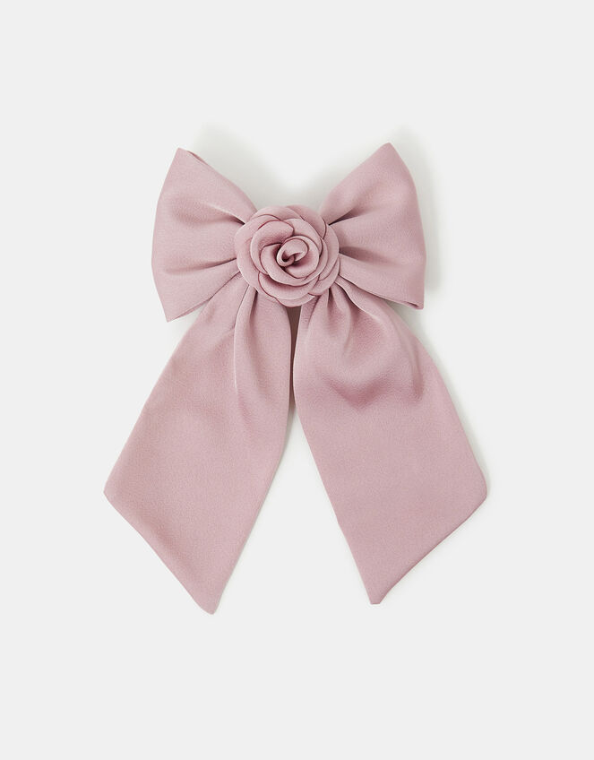 Corsage Bow Barrette Hair Clip Pink, , large